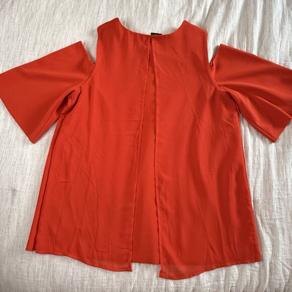 NEW Worthington Woman's Knit Blouse Orange Cold Shoulder 3/4 Sleeve Size Medium - Picture 9 of 16